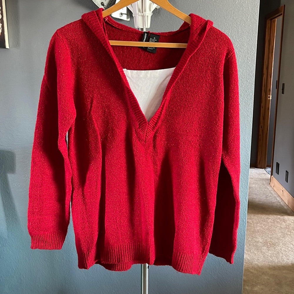 Bright Red V Neck Sweater